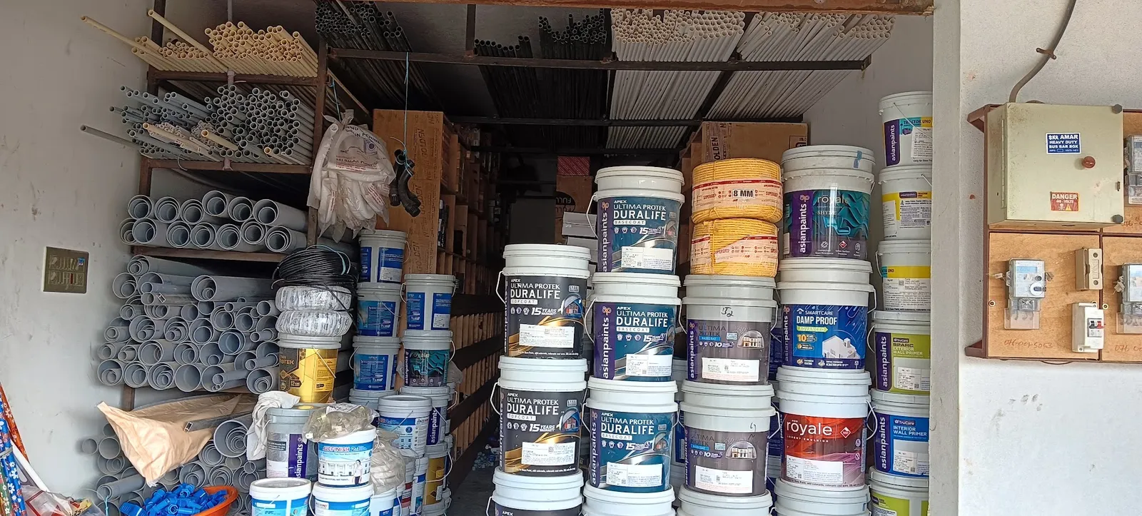 Inside SBP Traders – Asian Paints range and pipe racks